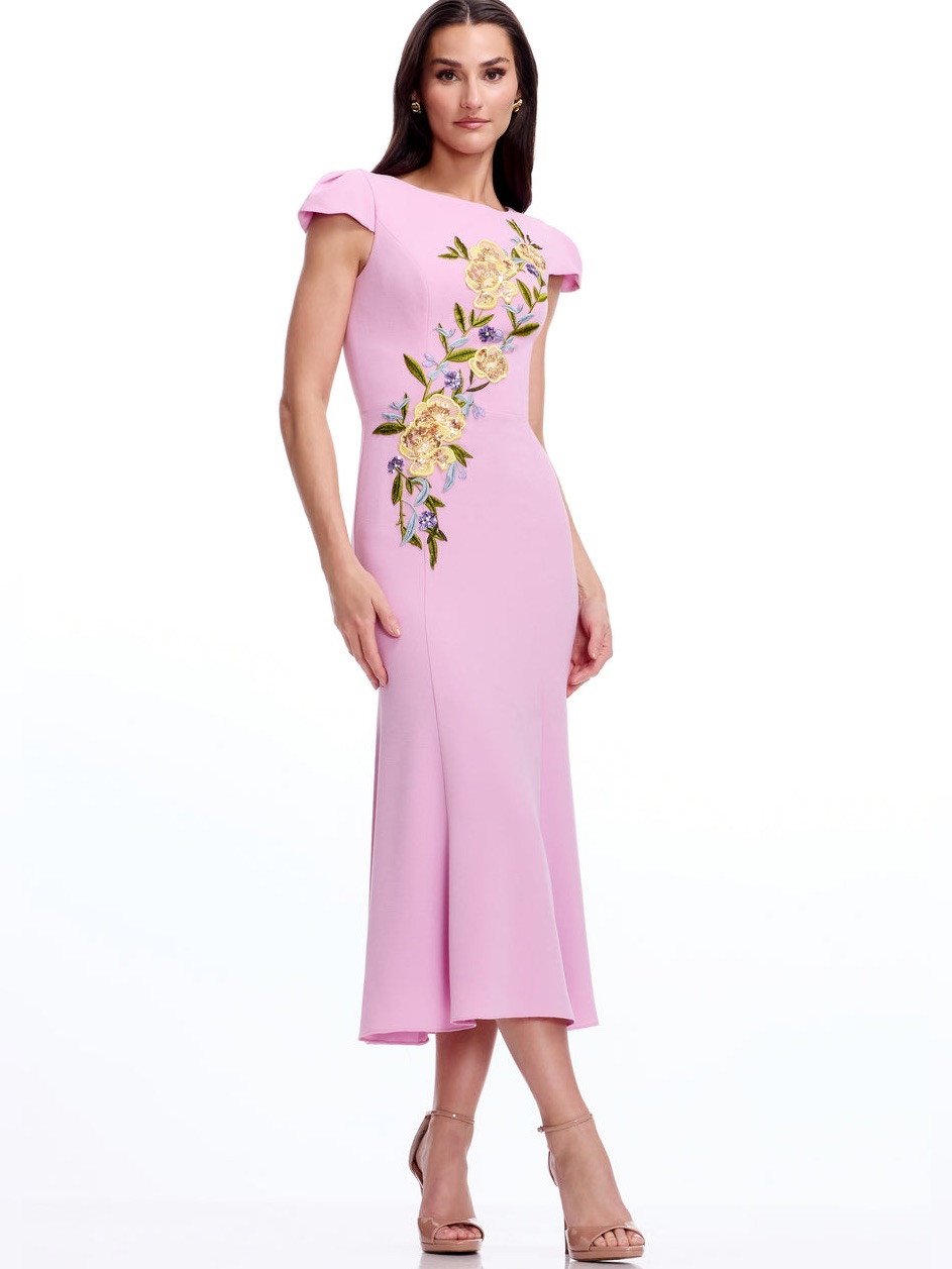 New Dress The Population Sheryl Cap Sleeve Midi Dress In Lavender Multi Floral